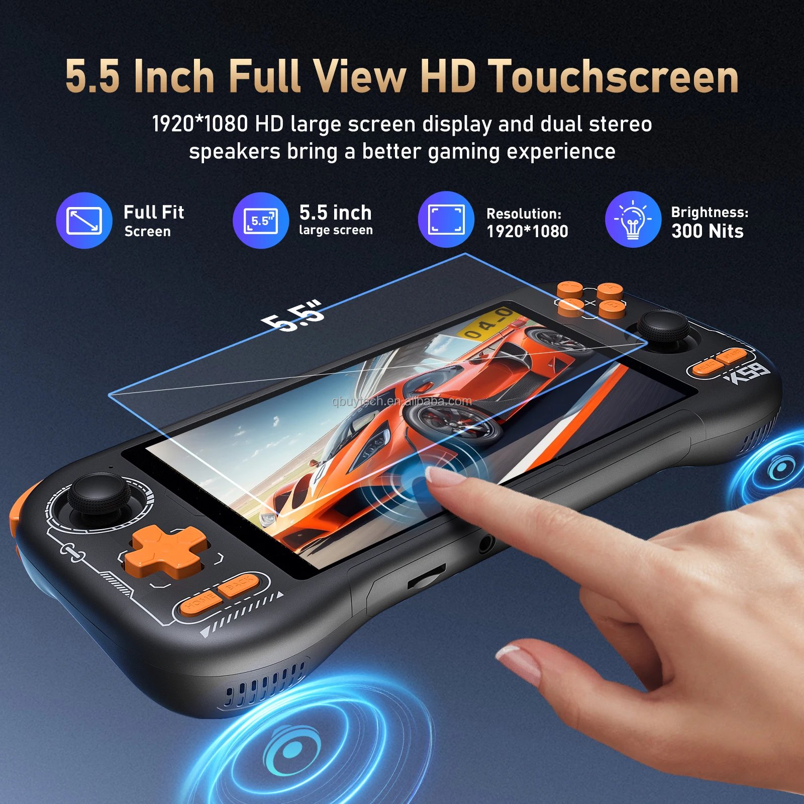 Z K59 128GB/64GB ポータブルAndroid 14ハンドヘルドゲーム機 5.5