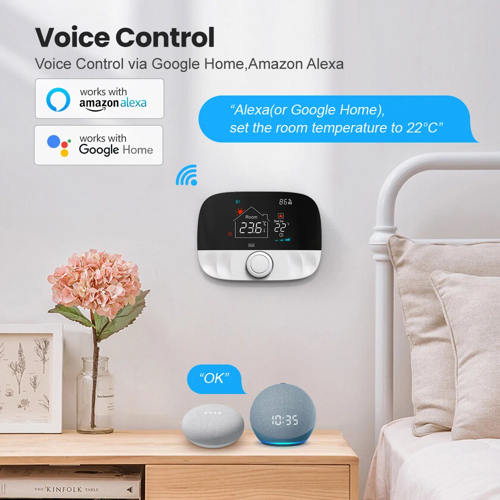 Tuya WiFi RF RF433 Smart Thermostat Smart Home Control Plumbing Gas Boiler Room Temperature Controller Support Alexa Google Home