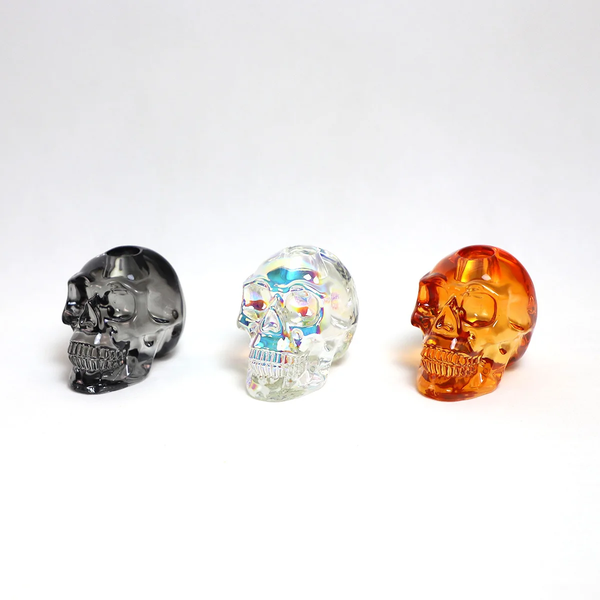 Creative skull glass votive candle holder crystal glass iridescent colored candle holder stand for taper