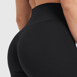 Custom Logo Quantity Solid Yoga Pants OEM Compression Scrunch Butt Leggings High Waist Fitness Quick Dry Women