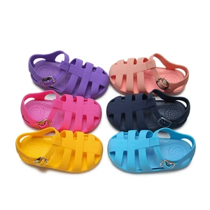 Babyhappy Factory Wholesale Summer Toddler Kids Baby Girl Beach Strap Buckle Flat Jelly PVC Shoes Sandals