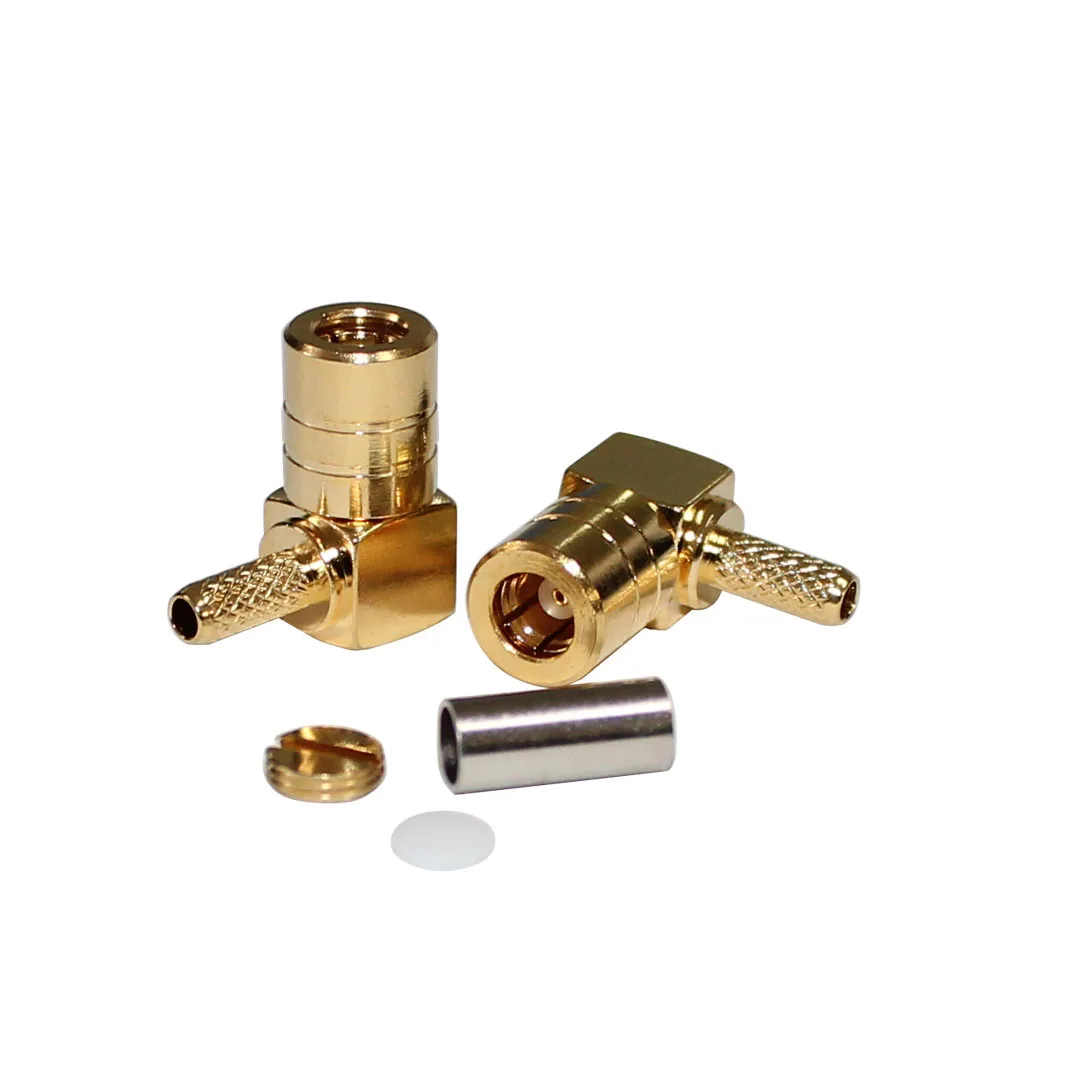 Gold Plating SMB-C-KW1.5 Coaxial Connector 50ohm SMB Bent Female Connector for RG316 Cable