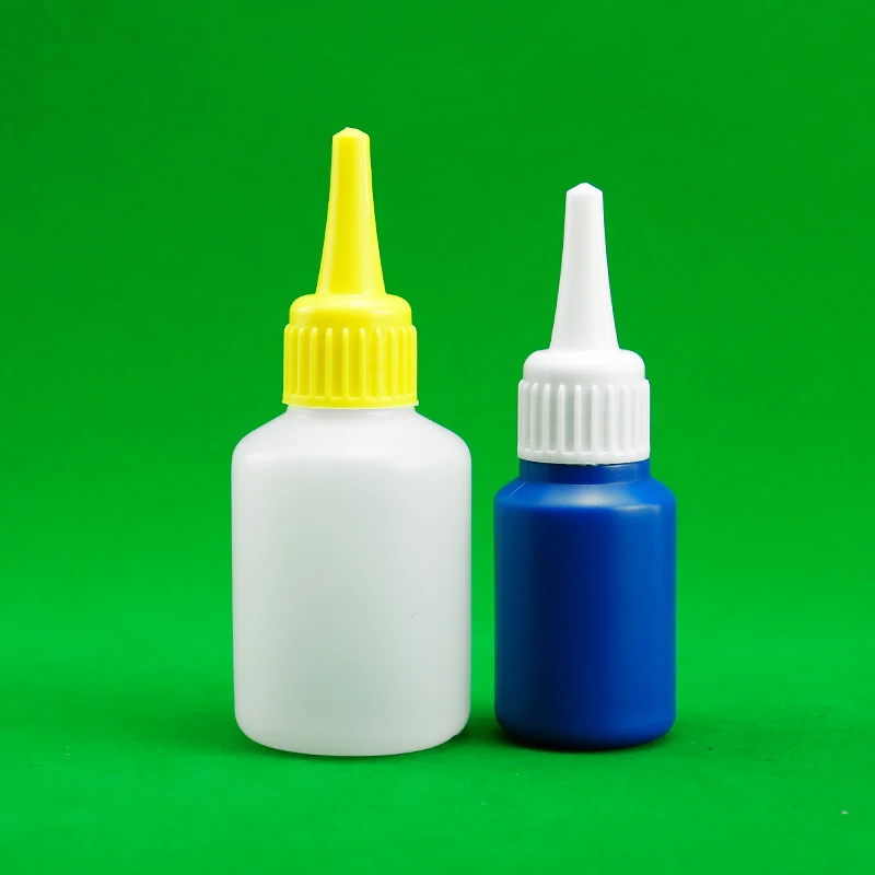 HDPE Plastic Bottles with Nozzle Cap Empty Cyanoacrylate Adhesive Bottles