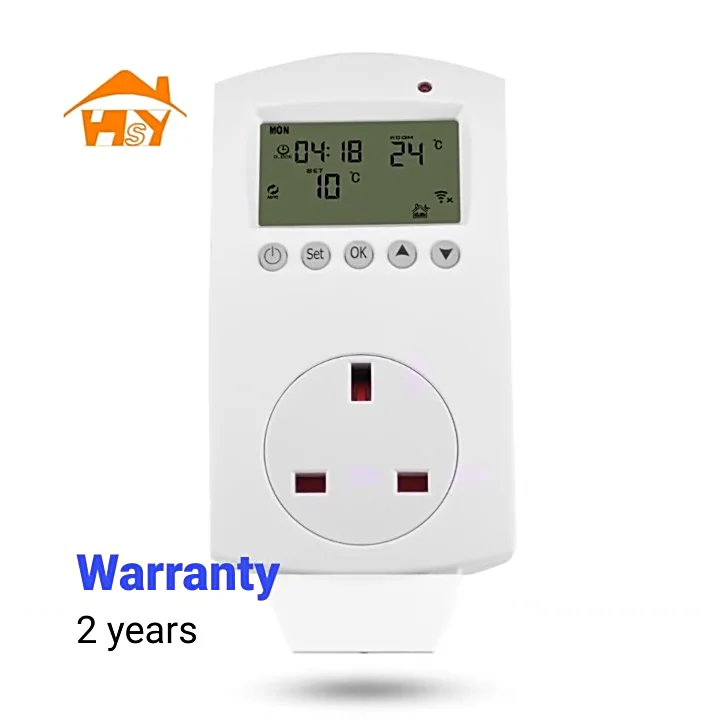 White Color Blue Backlight Digital Thermostat With Probe Plug In