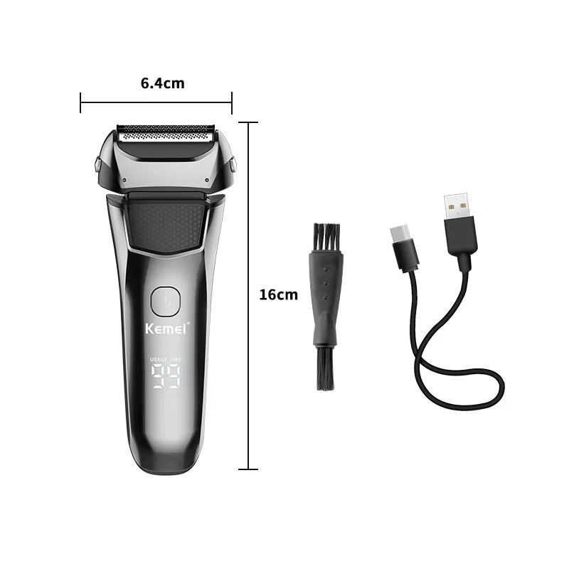 Kemei KM-8512 electric shavers beard rechargeable shaving machine for men waterproof with LCD display Razor shavers bald trimmer
