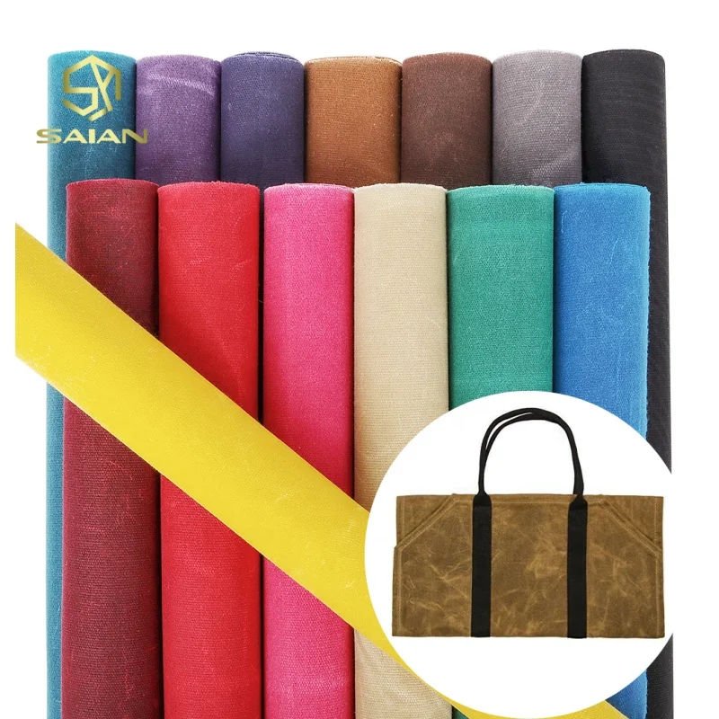 By the Yard 12oz Antique Wax Cotton Fabric Canvas Waterproof Oilskin Waxed  Material for Tote Bag Luggage