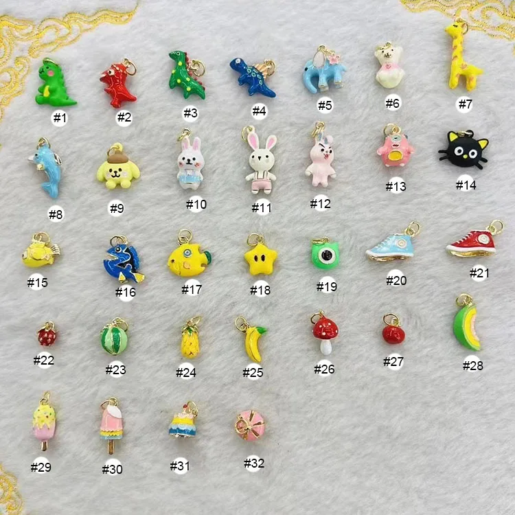 JS1753 Mini Cute 3D Kawaii Enamel Animal Fruit Cartoon Colorful - Main Image