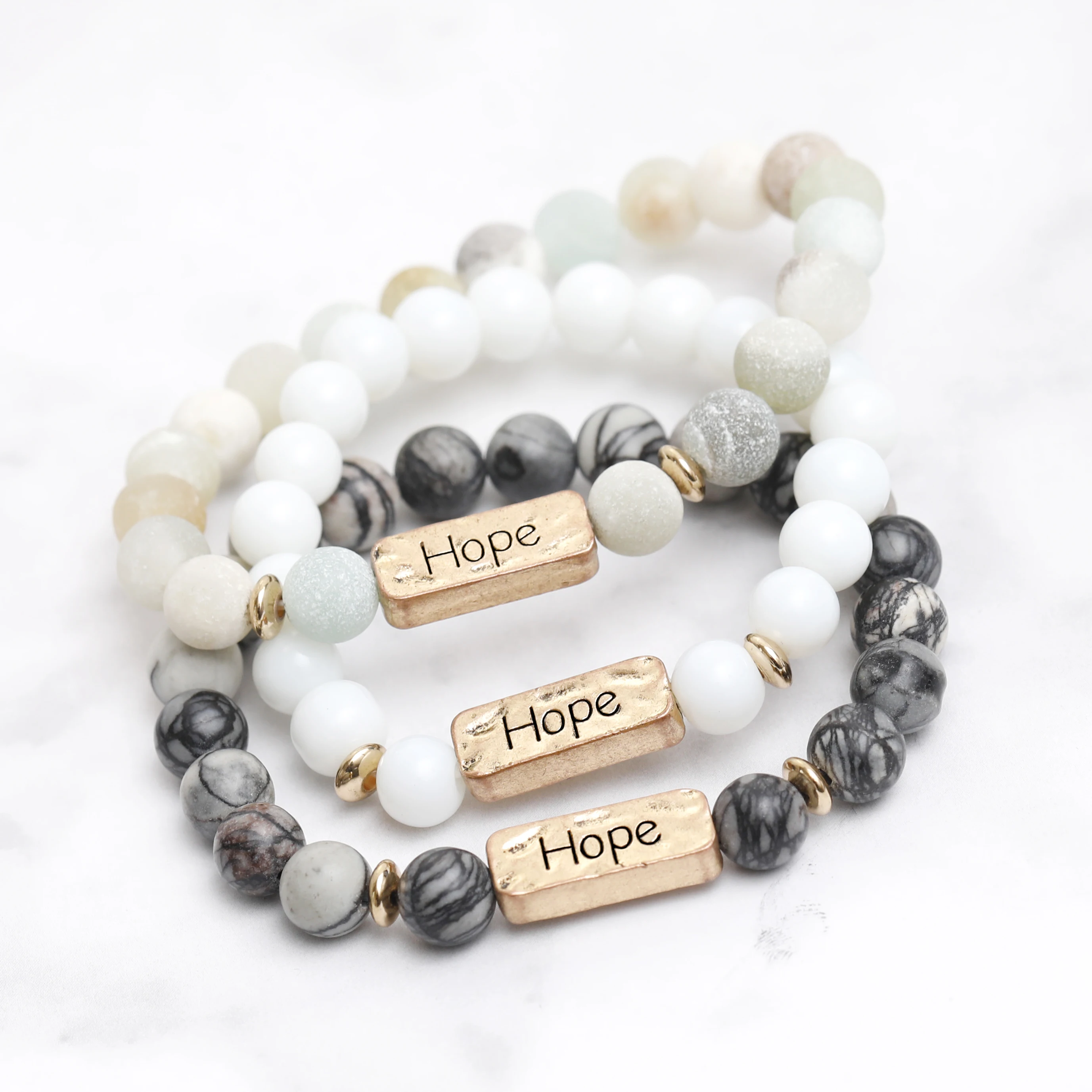 Natural Stone Bracelet with Custom Engraving