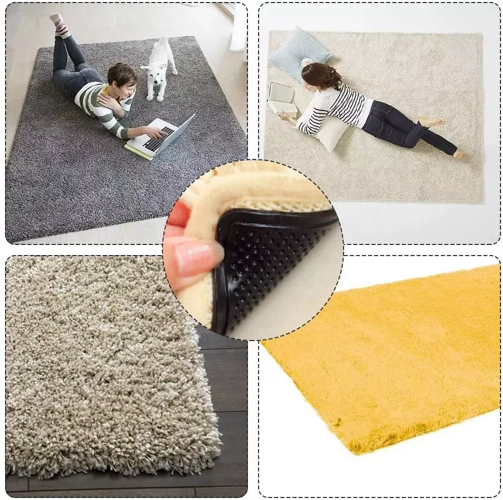 Non Slip Rug Pad 4Pcs Rug Carpet Mat Grippers Anti Skid Reusable Silicone Grip Adhesive Anti Slip Pad
