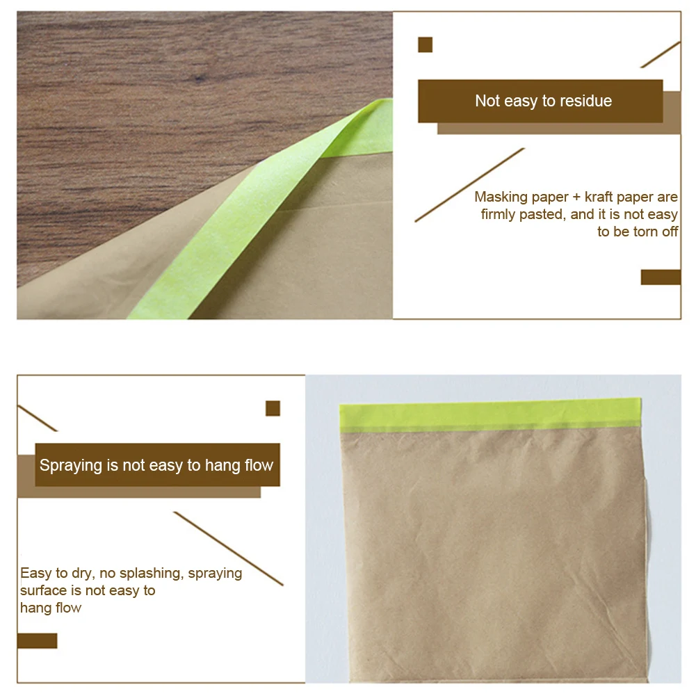 Wholesale 60cm*20m Biodegradable Pre Taped Kraft Paper Masking Film Car Automotive Masking Film