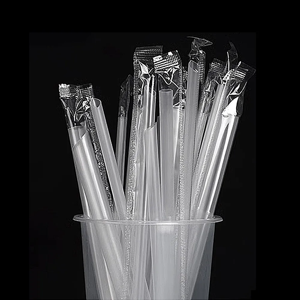 Transparent PP 12*230mm Plastic Straws Disposable Straight Plastic Straws  for Juice Drinks Cups