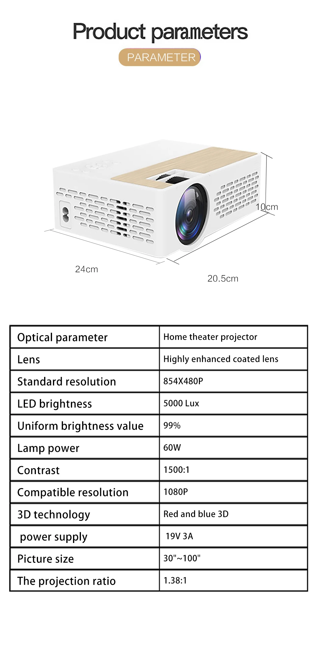 re342 mini led projector