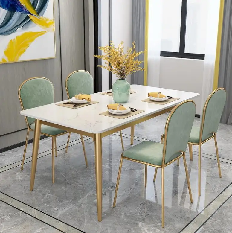 Marble dining table Nordic hotel restaurant table and chair combination ins apartment home living room table