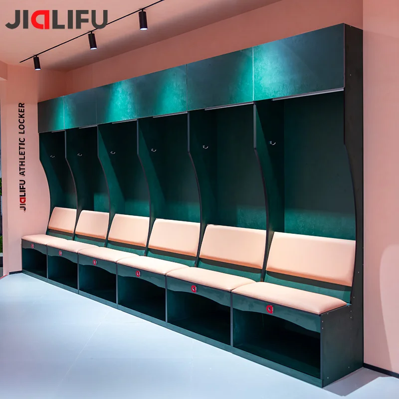 Customizable Athlete Locker Room Lockers with Bench for Stadium