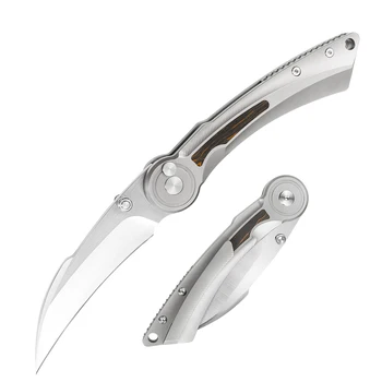 14cr15MOV Outdoor Camping Pocket Knife Custom Titanium Alloy Blade Folding EDC Portable High Carbon Hunting Knife