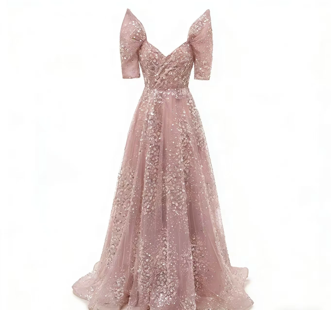 beaded mesh cocktail dress S0330Y Pink Short-sleeved V-neck Elegant and Slimming for Parties and Receptions Evening Gown Select Jacket & Vest Size:EU54/US44 neck bodice with corset occult Best Jewllery for Elegant