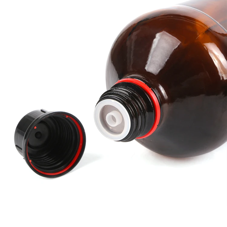 Buy 1 Litre Round Amber Glass Bottle With Cap & Stopper, Econo Green, One-stop shop for all your laboratory needs