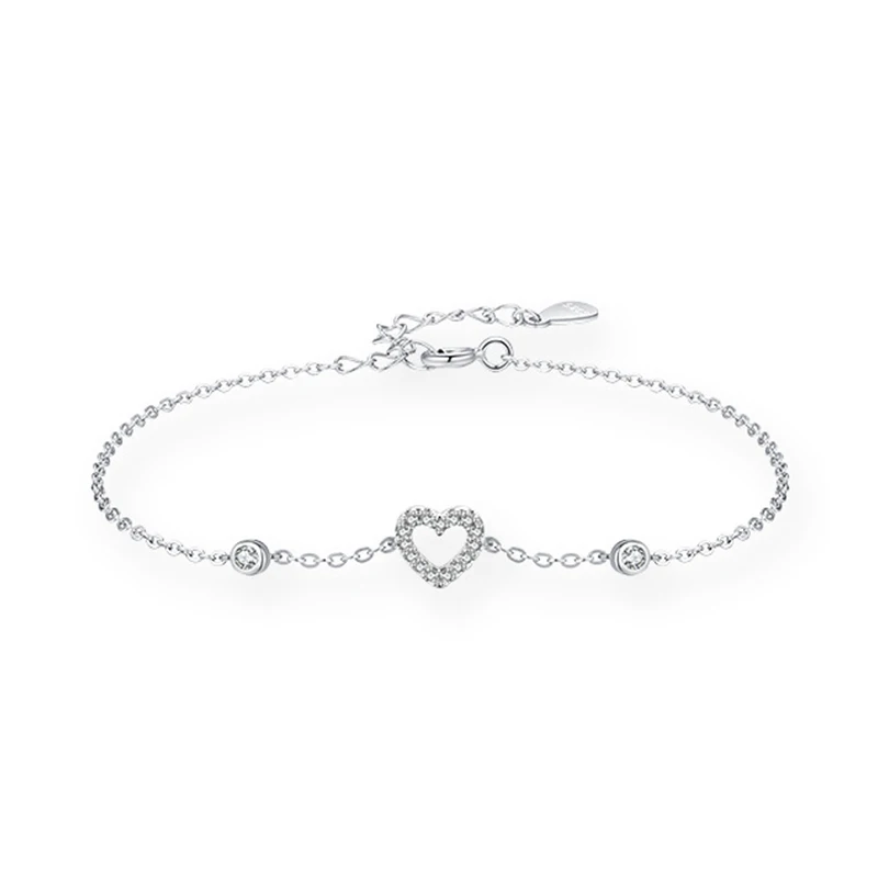 SL1627 925 Sterling Silver Charm love Heart Sparkling