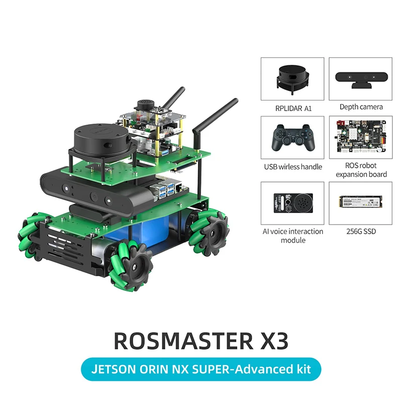 ROSMASTER X3 Robot with Mecanum Wheel Laser Based on Python and ROS2 for Jetson NANO 4GB SUB Orin Nano Orin NX SUPER RPi 5