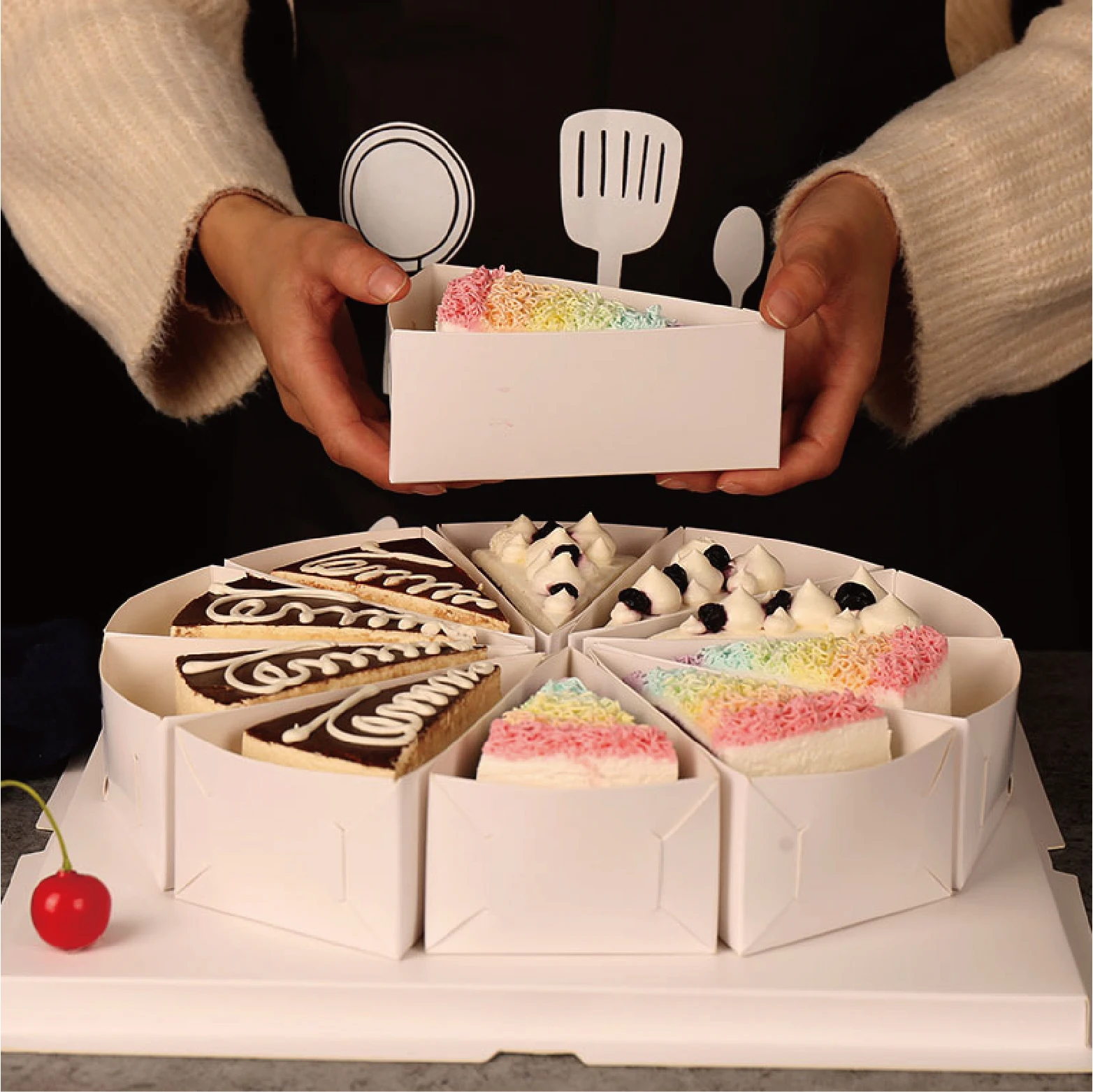 Mousse Cake Bottom Thickened Triangular Cut Cake Box Durian Melaleuca Box