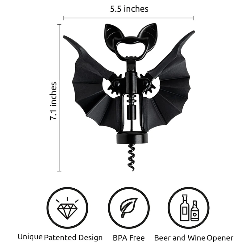 Ручной штопор 2 в 1 bat, штопор ototo vino spooky bat, штопор bat