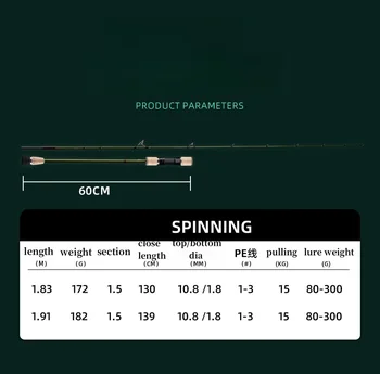 CHEERY Spinning Casting Fish Sea Rod 1.83m 1.91m Ultralight Strong Power Fishing Pole – Rod – view 3