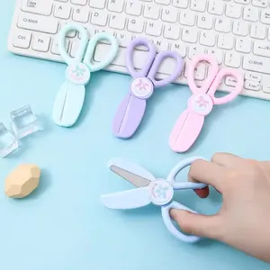 Wholesale Custom Plastic Mini Portable Safety Kids Paper Scissors Hand-cutting Paper Scissors for Kids