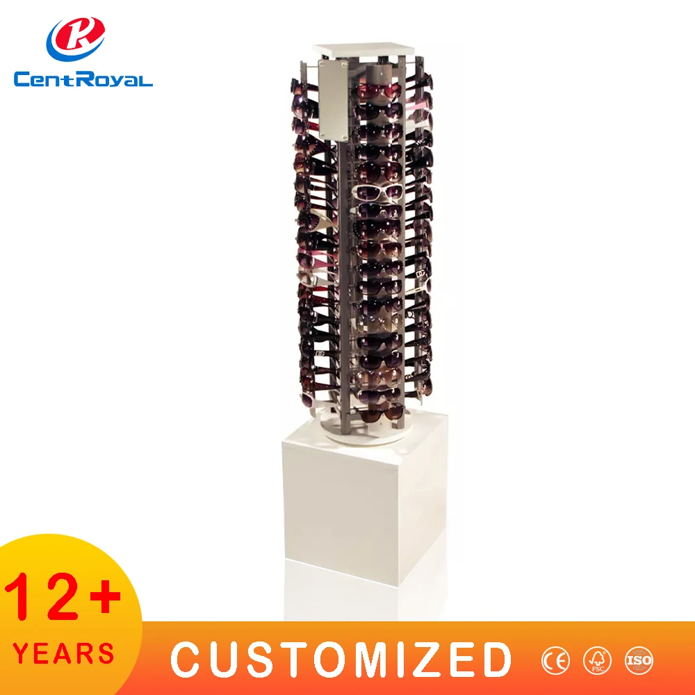 Custom Eyeglass Display Shelf Plexiglass Eyewear Glasses Stand Turning 360 Spinning Eyewear Glass Holder Sunglasses Floor Stand