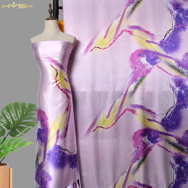New Coming Smooth Vintage abstract Flower Pure Shiny satin silk fabric 100% pure for Elegant Lady Clothing Dresses