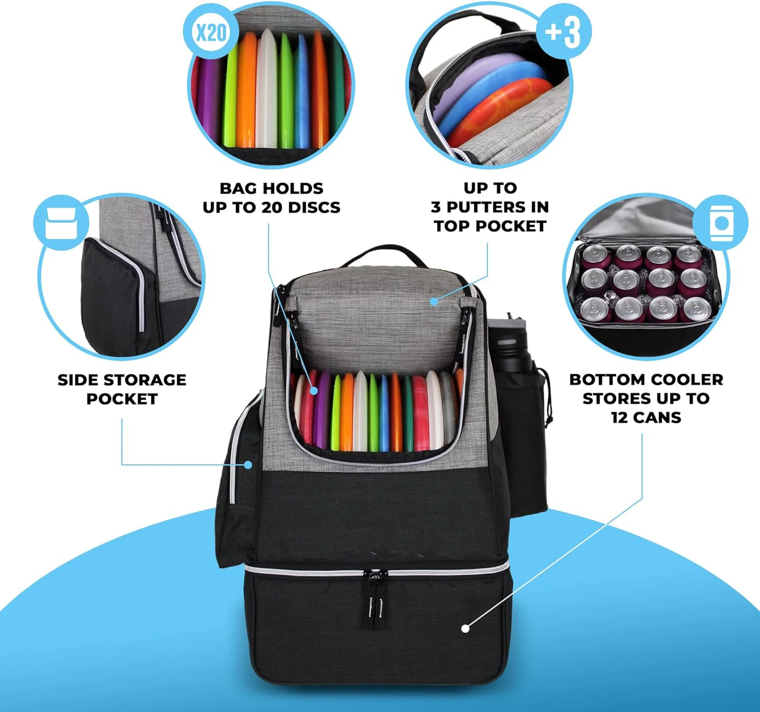 20 Discs Large Capacity Multipurpose Luxury Golf Bag Backpack with