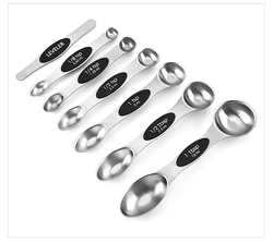 Amazon hot sell 7 piece stainless steel stackable magnetic measuring spoons set