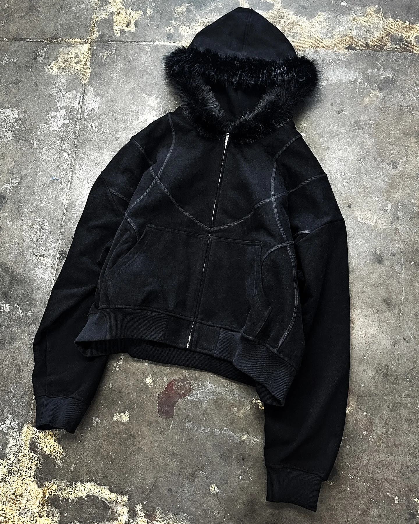 Salati Wholesale Y2K Thick Plain Blank 100% Cotton Oversized Unisex Jackets Faux Fur Zip up Men Sweatshirts Hoodie With Fur Hood gallery 4