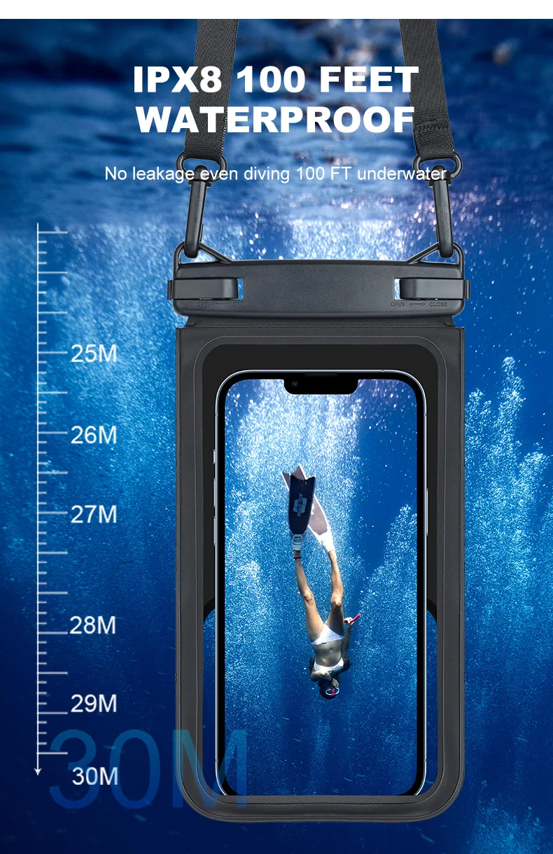 Factory Directly Sale Double Bag Water Proof Crossbody Cellphone Case Pouch Ipx8 Dry Waterproof