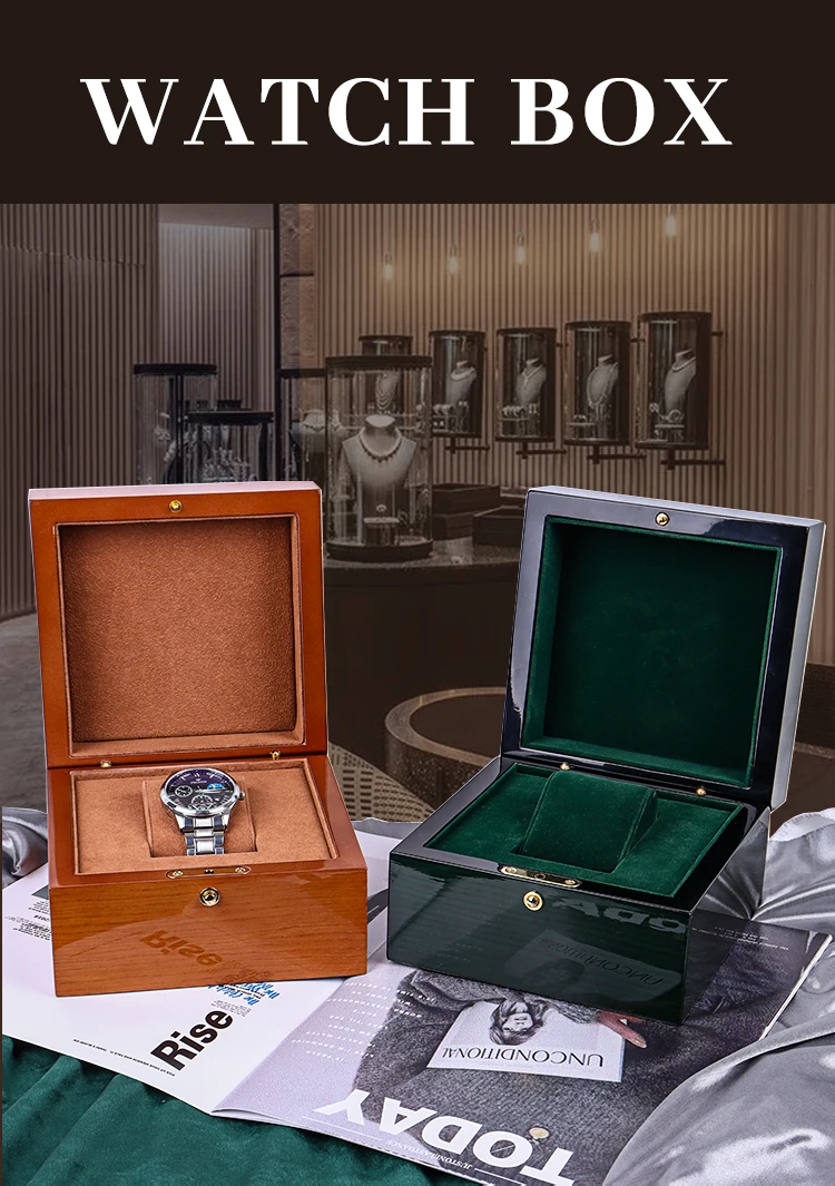 Oem High Quality Luxury Custom Wooden Black Watch Box Packing Watch