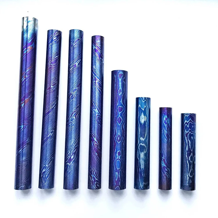 Customized Anode Color Size Blank Timascus Mokuti Titanium Damascus Rod Sheet Beads Nepenthic Coin Timascus Bar