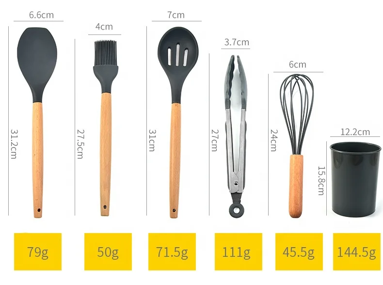 Аксессуары для кухни на заказ кухонная утварь с деревянной ручкой силиконовая набор кухонных