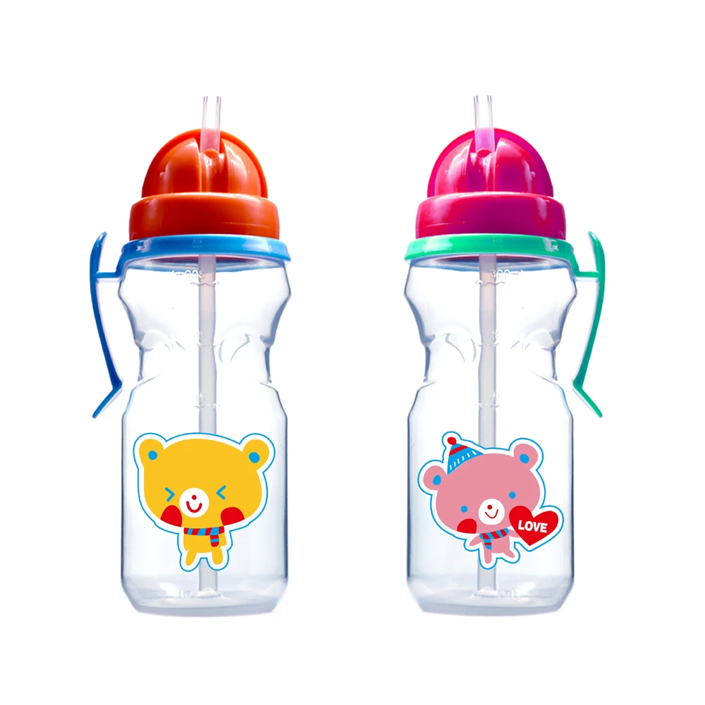 Baby Kinder Flasche Stroh Tasse Sippy Tassen mit Griff lila
