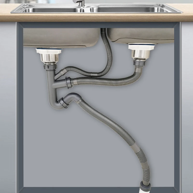 product best pp flexible sink drain pipe insect proof and odorless kitchen drainage system easy install use for kitchen sink-0