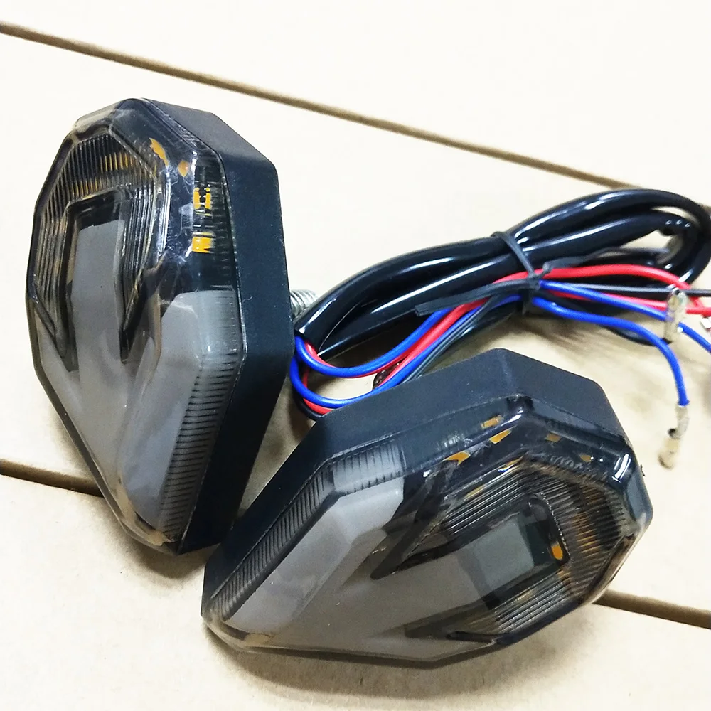 Универсальный Пользовательские мотоцикла LED двойной цвет указатели поворота Индикаторы для мотоциклов 12В Светодиодная лампа