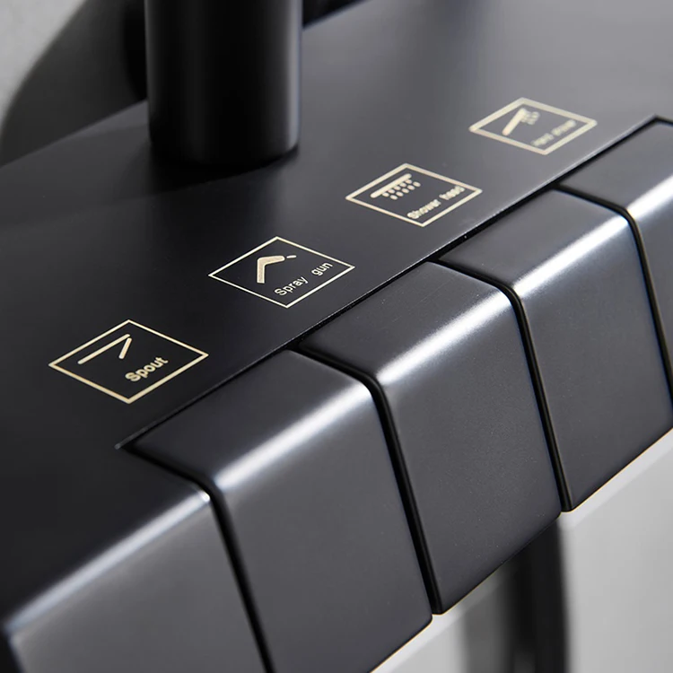 Juego de cabezal de ducha tipo lluvia con función de 4 vías de cobre con llave de piano para baño