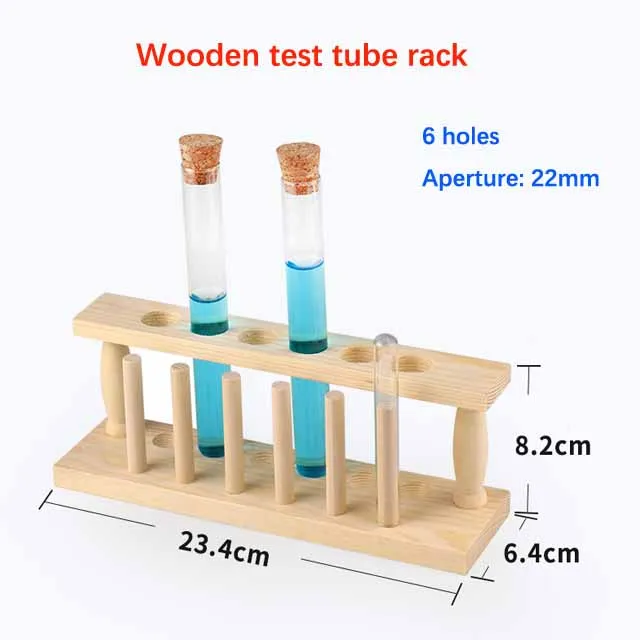 6 Holes Colorimetric Tube Holder Stand Wooden Test Tube Rack For Laboratory Use