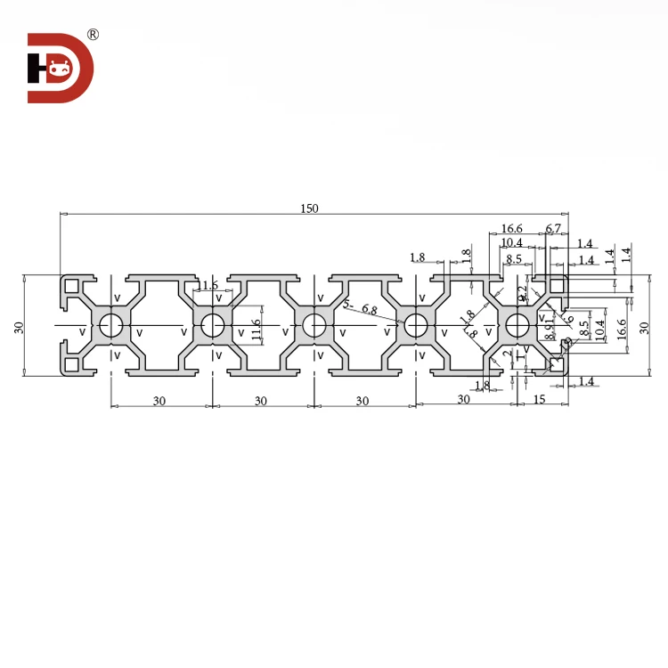 product 30150 industrial extruded aluminum profile slide rail 30150 industrial aluminum profile free cutting and turning hole-3