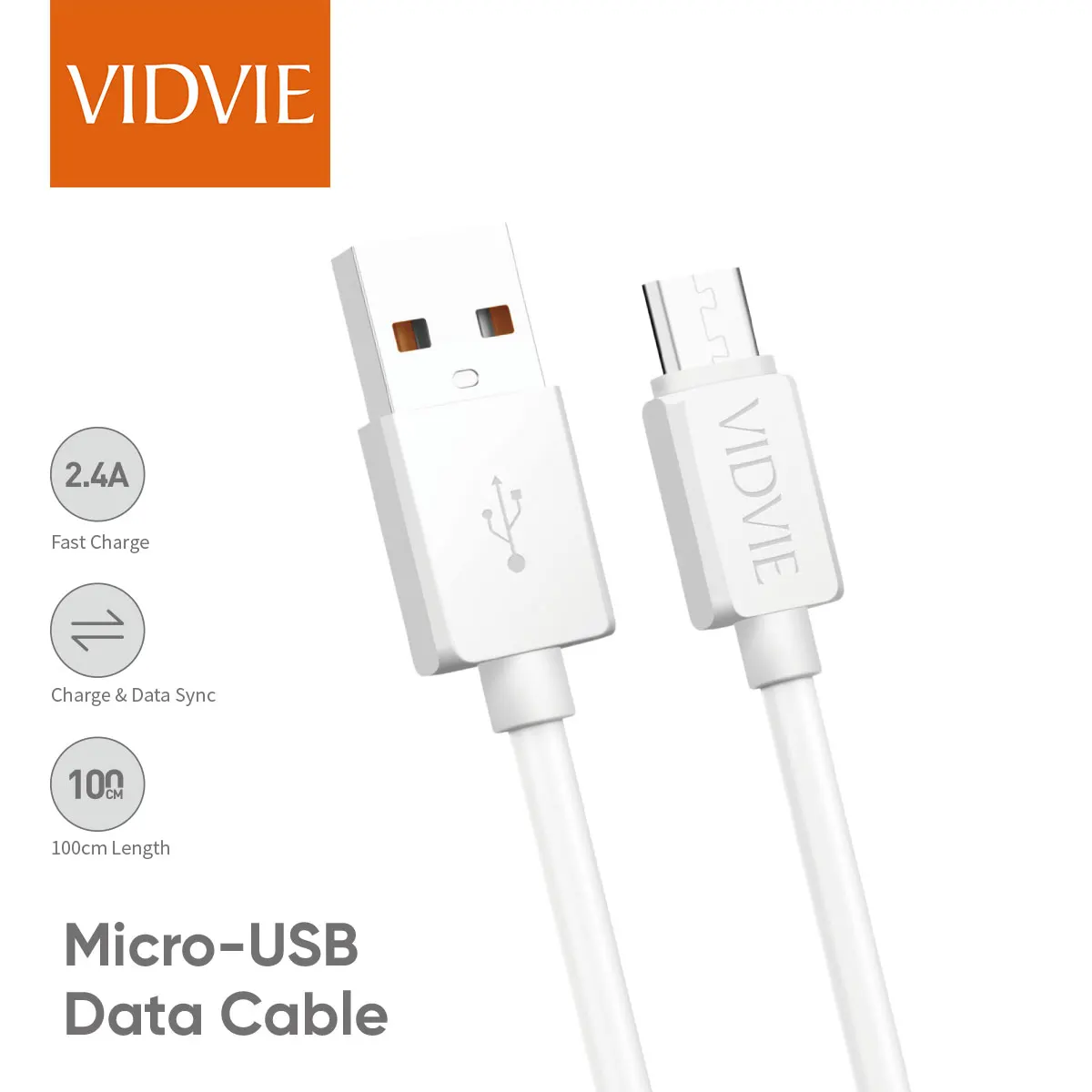 2.4A 100cm USB Data Cable for Samsung, TPE Material Anti Break V8 Micro USB Cables Android, VIDVIE CB459v - ANKUX.COM