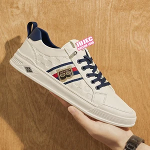 Custom Lace-up Logo Flat White Skateboard Shoes Mens Casual Luxury Tennis Sneakers Walking Autumn Winter