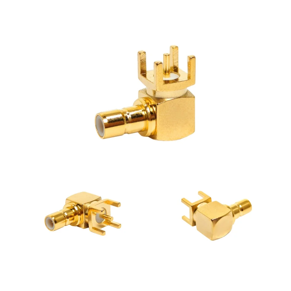 SMB Male RF Connector PCB Mount Right Angle PCB Solder Antenna SMB Connector for PCB Mount for Radio