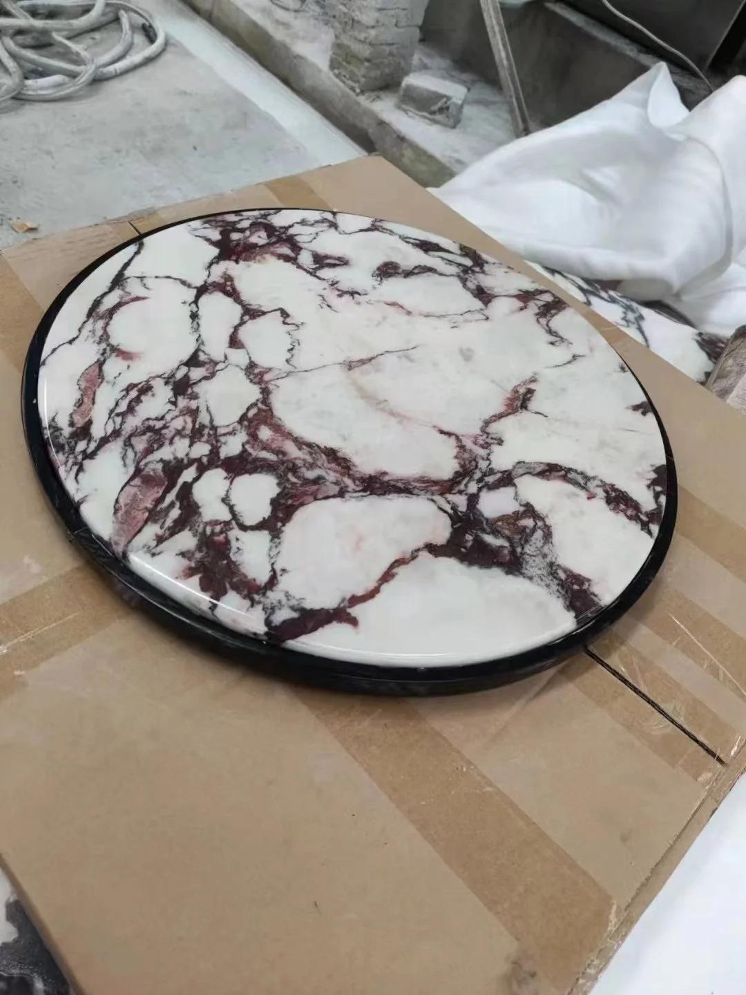 Modern Luxury Natural Stone Calacatta Viola Marble Round Coffee Table Set Dining Room Set for Living Room