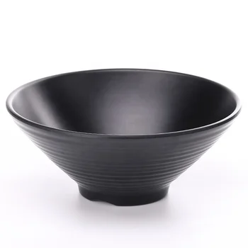 Japanese Dinner Udon Soba Pho Serving 8 Inch Large Black Melamine Noodle bowl
