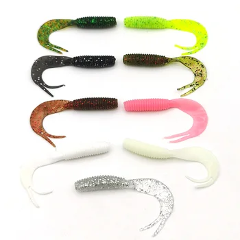 Lure Forked Tail Coiled Tail Flexible Elastic Soft Stainless Steel Artificial Bait Long-Cast Bass Snakehead Hooks Fishing – Soft Lure – view 2