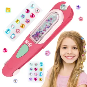 EPT DIY Jewel Hair Kit Decoration Pretend Toy Kids Makeup Kit Set for Girls Hair Gem Stamper Kit