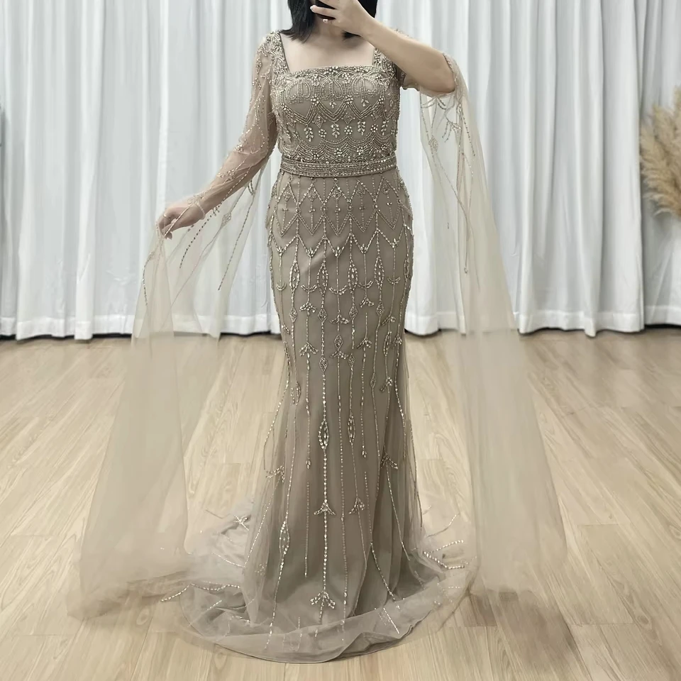 blue floor length formal dresses BABARONI Acetate Satin Dusty Blue Bridesmaid Dresses Strapless Sweep Train  Sleeveless Pleated with Slit Sheath